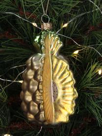 Ozdoba na vánoční stromeček Pineapple, Sklo, Žlutá, zlatá, zelená, Š 5 cm, V 11 cm