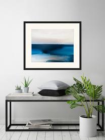 Gerahmter Digitaldruck Blue And Grey Abstract Art, Bild: Digitaldruck auf Papier, , Rahmen: Holz, lackiert, Front: Plexiglas, Mehrfarbig, 63 x 53 cm