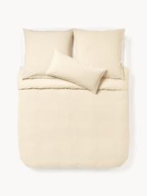 Seersucker-Bettdeckenbezug Davey mit Karo-Muster, Webart: Seersucker Fadendichte 16, Beige, Weiß, B 200 x L 200 cm