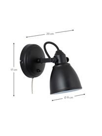 Aplique orientable Fjallbacka, con enchufe, Pantalla: metal recubierto, Cable: plástico, Negro, F 20 x Al 17 cm