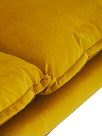 Divano 4 posti in velluto giallo con piedini in metallo Retro, Rivestimento: velluto di poliestere 86., Sottostruttura: schiuma fredda (schiuma H, Piedini: metallo verniciato a polv, Velluto ocra, Larg. 245 x Prof. 83 cm