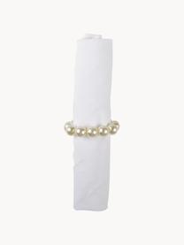 Servilleteros de perlas Perle, 4 uds., Plástico, Blanco crema brillante, Ø 6 cm