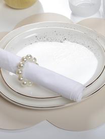 Servilleteros de perlas Perle, 4 uds., Plástico, Blanco crema brillante, Ø 6 cm