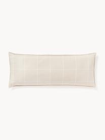 Funda de almohada doble cara de franela a cuadros Noelle, Beige claro, blanco, An 45 x L 110 cm