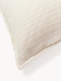 Funda de almohada doble cara de franela a cuadros Noelle, Beige claro, blanco, An 45 x L 110 cm