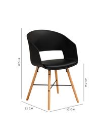 Sedia con braccioli Luna 2 pz, Gambe: legno di faggio verniciat, Nero, Larg. 52 x Prof. 52 cm