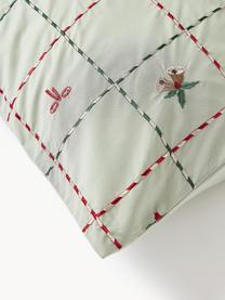 Vyšívaná obliečka na paplón z bavlneného perkálu s vianočným motívom Rudy, Šalviová, viacfarebná, Š 40 x D 80 cm