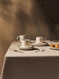 Porzellan-Espressotassen Facile mit Untertassen, 2 Stück, Hochwertiges Hartporzellan (ca. 50 % Kaolin, 25 % Quarz und 25 % Feldspat), Off White mit schwarzem Rand, Ø 7 x H 6 cm, 125 ml