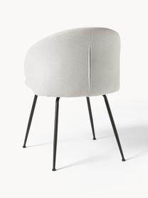 Gestoffeerde stoelen Luisa, 2 stuks, Bekleding: 100% polyester Met 20.000, Poten: gepoedercoat metaalkleuri, Geweven stof crèmewit, zwart, B 59 x D 58 cm
