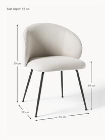 Čalouněné židle Luisa, 2 ks, Krémově bílá, černá, Š 59 cm, H 59 cm