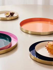 Decoratieve dienbladen Tavi, set van 3, Gecoat metaal, Oranje, donkerblauw, beige, Set met verschillende formaten