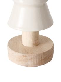Dekoracja z kamionki Shelter, Stelaż: drewno naturalne, Biały, drewno naturalne, Ø 6 x W 15 cm