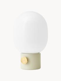 Kleine dimmbare Tischlampe JWDA, H 29 cm, Lampenschirm: Opalglas, Weiss, Hellbeige, Goldfarben, Ø 17 x H 29 cm