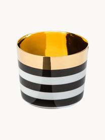 Pozlátený pohár na šampanské z porcelánu Sip of Gold, Čierna, biela, zlatá, Ø 9 x V 7 cm, 300 ml