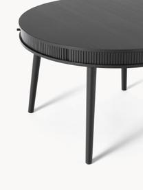 Table ronde avec rangement Calary, Ø 120 cm, Bois de chêne noir laqué, Ø 120 cm