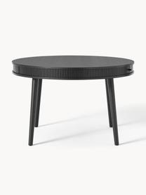 Mesa de comedor redonda Calary, Ø 120 cm, con espacio de almacenamiento, Tablero: tablero de fibra de densi, Patas: madera de roble, Madera de roble pintado en negro, Ø 120 cm