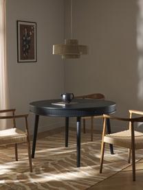 Mesa de comedor redonda Calary, Ø 120 cm, con espacio de almacenamiento, Tablero: tablero de fibra de densi, Patas: madera de roble, Madera de roble pintado en negro, Ø 120 cm