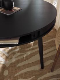 Table ronde avec rangement Calary, Ø 120 cm, Bois de chêne noir laqué, Ø 120 cm