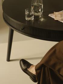 Mesa de comedor redonda Calary, Ø 120 cm, con espacio de almacenamiento, Tablero: tablero de fibra de densi, Patas: madera de roble, Madera de roble pintado en negro, Ø 120 cm