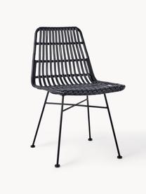 Chaises en polyrotin Costa, 2 pièces, Noir, larg. 47 x prof. 61 cm