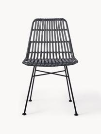 Chaises en polyrotin Costa, 2 pièces, Noir, larg. 47 x prof. 61 cm