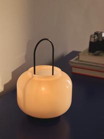 Ručne fúkaný lampáš Lumino, V 26 cm, Svetloružová, čierna, Ø 18 x V 26 cm