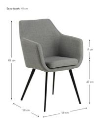Židle s područkami Nora, Světle šedá, černá, Š 58 cm, H 58 cm