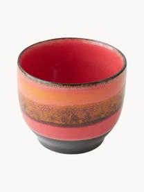 Tazas artesanales de cerámica 70's, 4 uds., Cerámica, Tonos rojos, gris antracita, Ø 8 x Al 7 cm, 230 ml