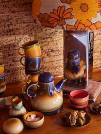 Handgemaakte keramische koffiemokken 70's, 4 stuks, Keramiek, Roodtinten, antraciet, Ø 11 x H 16 cm