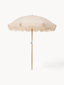 Parasol ogrodowy z frędzlami Retro, Ø 180 cm, Stelaż: drewno naturalne, laminow, Jasny beżowy, Ø 180 x 230 cm