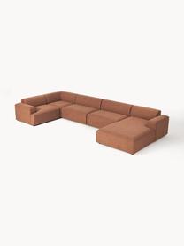 Divano ampio angolare XL Melva, Rivestimento: 100% poliestere Con 115.0, Struttura: legno massiccio di pino e, Piedini: plastica Questo prodotto , Tessuto terracotta, Larg. 458 x Prof. 220 cm, chaise-longue a destra