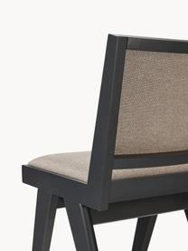 Houten stoel Sissi met vulling, Bekleding: 100% polyester Met 10.000, Frame: massief eikenhout, Geweven stof greige, zwart, B 46 x D 56 cm