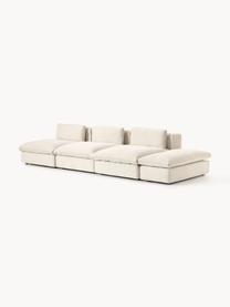 Sofa modułowa XL z pufem Felix (3-osobowa), Tapicerka: 100% poliester Dzięki tka, Nogi: tworzywo sztuczne Ten pro, Jasnobeżowa tkanina, B 360 x T 140 cm