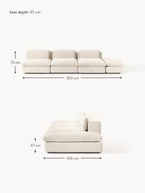 Modulares XL-Sofa Felix (3-Sitzer) mit Hocker, Bezug: 100 % Polyester Der strap, Gestell: Massives Kiefern- und Fic, Webstoff Hellbeige, B 360 x T 140 cm