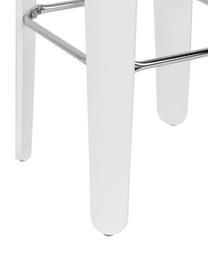 Tabouret de bar en frêne massif Up-High, Assise : bois de frêne Pieds : blanc Repose-pieds : chrome