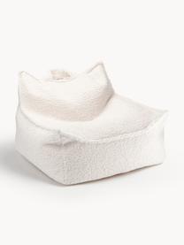 Pouf a sacco per bambini in teddy Sugar, Teddy bianco latte, Larg. 70 x Prof. 80 cm