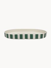 Plateau décoratif artisanal Toppu, Grès cérame, Vert foncé, blanc, larg. 37 x prof. 12 cm