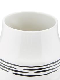 Vase en céramique fait main Dora, Blanc crème, noir