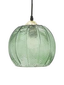 Kleine hanglamp Luisa van glas, Lampenkap: glas, Baldakijn: gelakt metaal, Groen, Ø 22  x H 20 cm