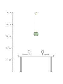 Kleine hanglamp Luisa van glas, Lampenkap: glas, Baldakijn: gelakt metaal, Groen, Ø 22  x H 20 cm