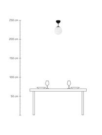 Plafondlamp Rille van opaalglas, Lampenkap: opaalglas, Baldakijn: gecoat metaal, Zwart, opaalwit, Ø 21 x H 38 cm