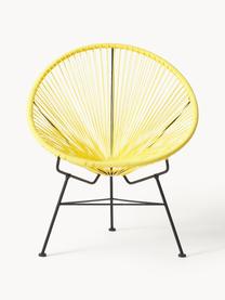 Fauteuil acapulco en plastique tressé Bahia, Jaune, larg. 81 x prof. 73 cm