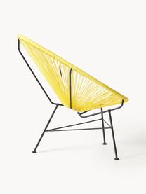 Poltroncina con intreccio in plastica Bahia, Seduta: plastica, Struttura: metallo verniciato a polv, Giallo limone, Larg. 81 x Prof. 73 cm