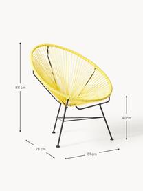 Loungesessel Bahia aus Kunststoff-Geflecht, Sitzfläche: Kunststoff, Gestell: Metall, pulverbeschichtet, Zitronengelb, B 81 x T 73 cm