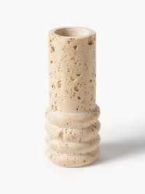 Kleine Deko-Vase Cleighton aus Travertin, H 15 cm, Travertin, Beige Travertin, Ø 6 x H 15 cm