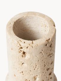 Kleine Deko-Vase Cleighton aus Travertin, H 15 cm, Travertin, Beige Travertin, Ø 6 x H 15 cm