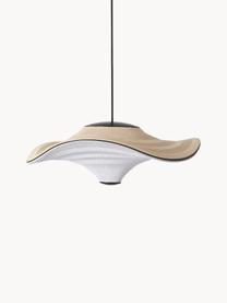 Lámpara de techo LED de fibras naturales Flying, Pantalla: fibra natural, Estructura: metal recubierto, Cable: plástico, Beige claro, blanco, Ø 58 x Al 27 cm