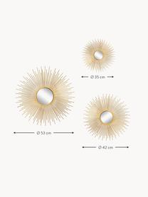 Miroirs muraux soleil avec cadre doré Sun, 3 élém., Doré, Lot de différentes tailles