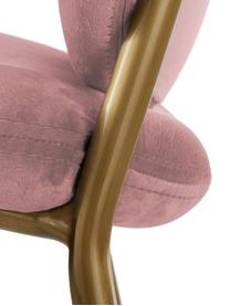 Sedia a poltrona in velluto Mary, Rivestimento: velluto (poliestere) 15.0, Struttura: metallo rivestito, Velluto rosa cipria, Larg. 63 x Prof. 73 cm