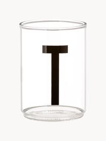 Design Wasserglas Personal mit Buchstaben (Varianten von A bis Z), Borosilikatglas, Transparent, Schwarz, Wasserglas A, 300 ml